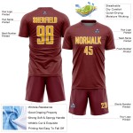 Jersey Custom Burgundy Shape Geometric Uniform Gold-White Sublimation Soccer Sports