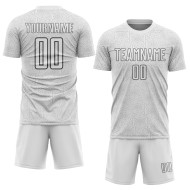 Custom White Steel Uniform Shape Geometric Sublimation Gray Jersey Sports Soccer