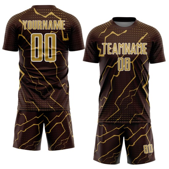Uniform Sublimation Lightning Jersey Sports Custom Gold-White Soccer Brown Old