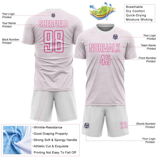 Jersey Soccer Uniform Custom White Shape Geometric Sublimation Sports Pink